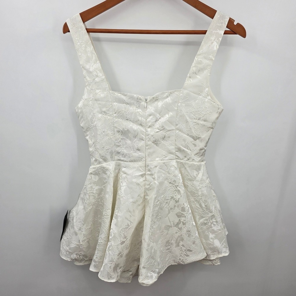 Lulus Radiant Flair Ivory Floral Jacquard Bustier Skort Romper Size Small - Picture 7 of 9
